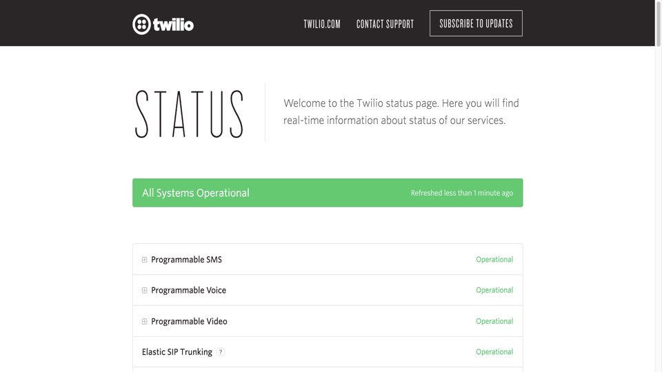 Twilio status page.