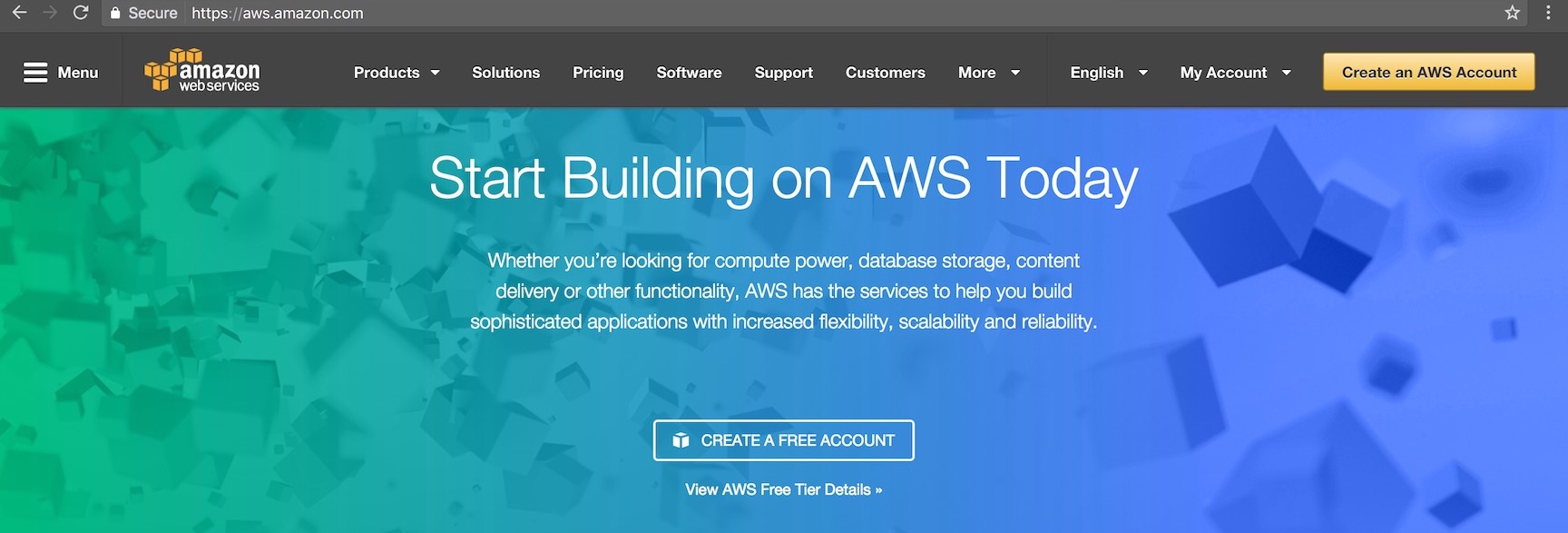 AWS Lambda landing page.